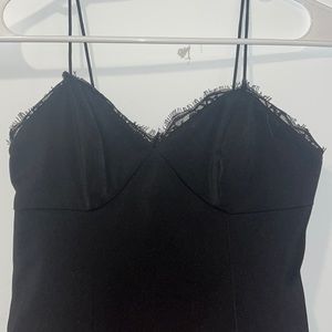 EXPRESS Cross Back Bodycon Dress with Lace Accents